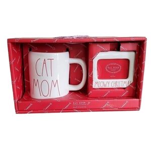 🇺🇸 Rae Dunn Cat Mom Mug & Photo Frame "Meowy Christmas" Gift Set